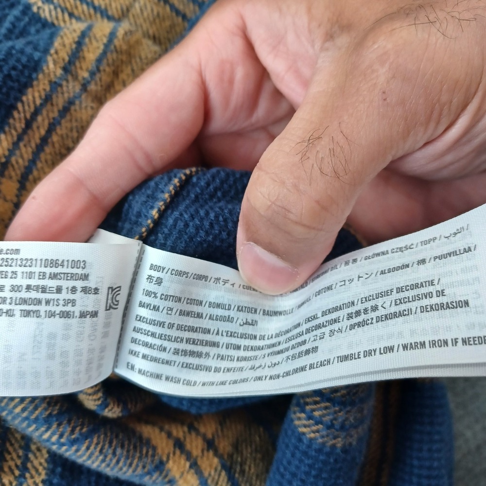 Abercrombie & Fitch 90's Oversized Shirt Mens M Blue Brown Plaid Flannel Thick - Picture 6 of 7